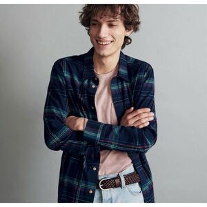 ✨Madewell Men’s Crinkle Cotton Perfect Long-Sleeve Juniper Berry Sz Small Shirt✨